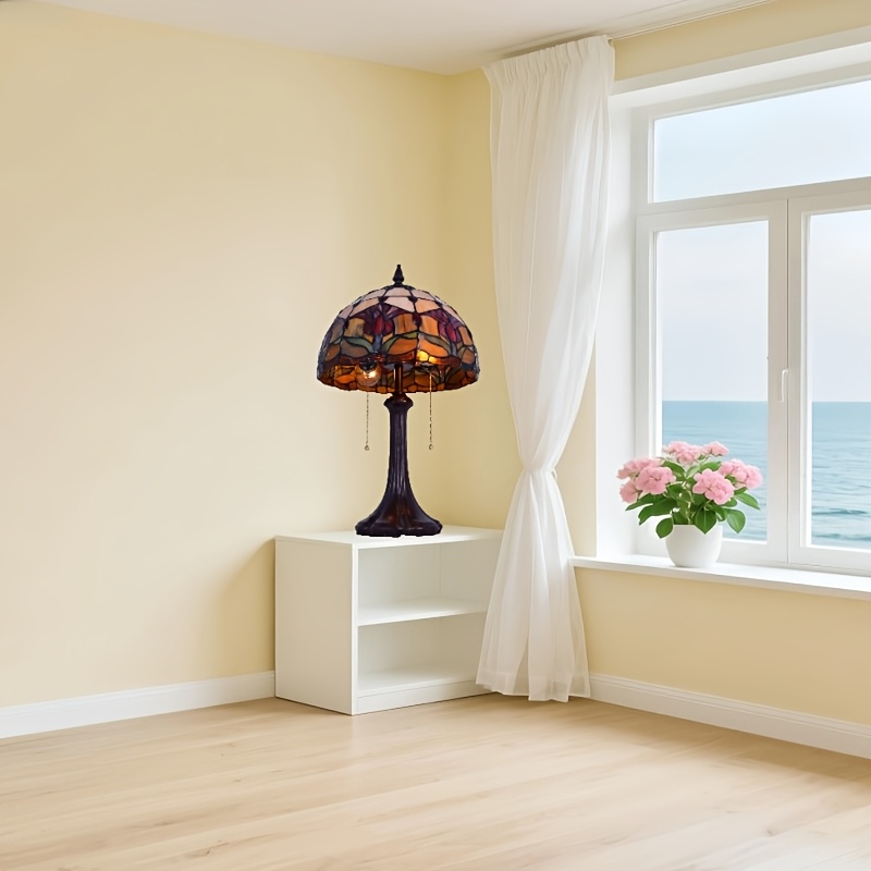 12" Tiffany-Style Floral Glass Table Lamp