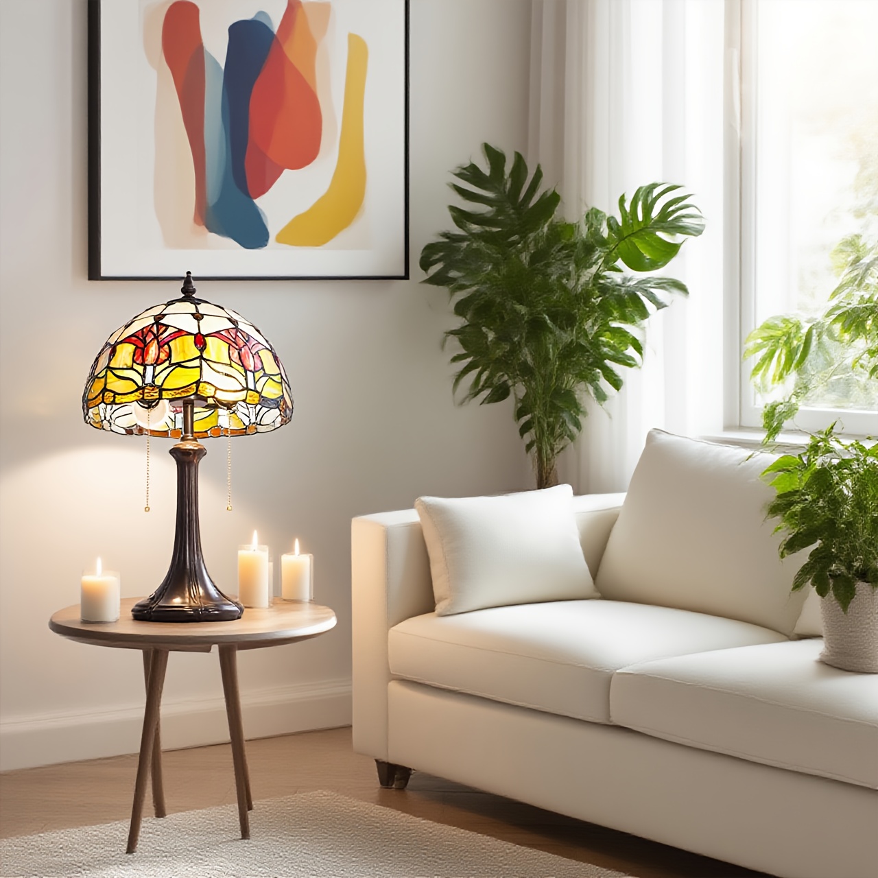 Lilac Glass 2-Light Tiffany Table Lamp