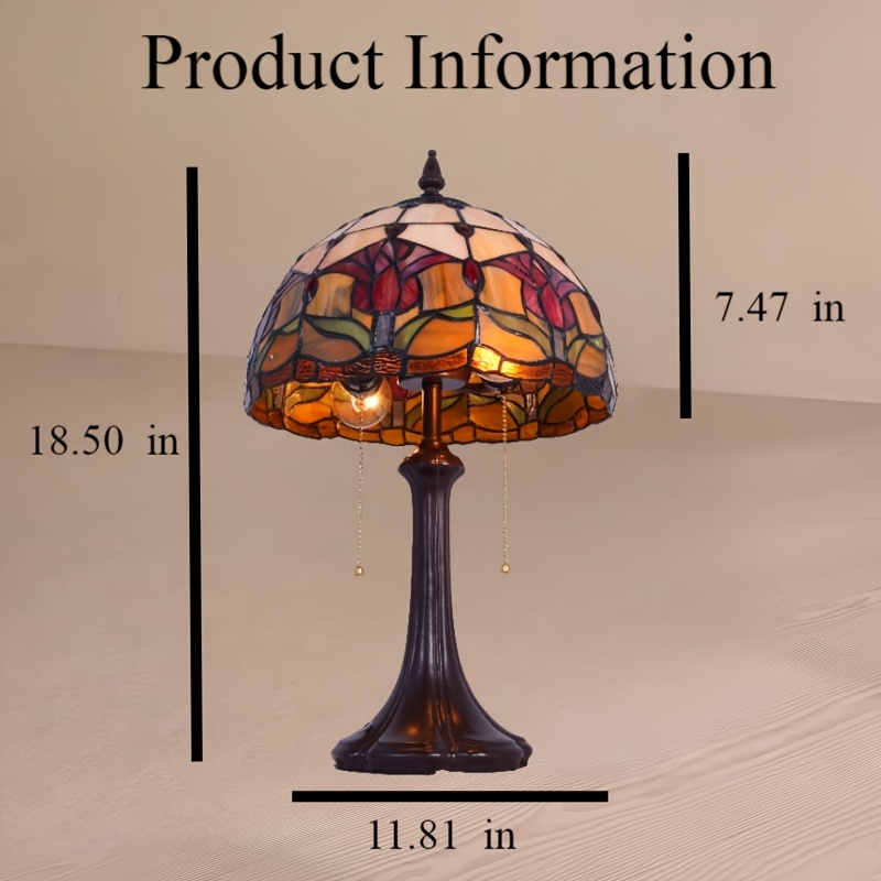 12" Tiffany-Style Floral Glass Table Lamp