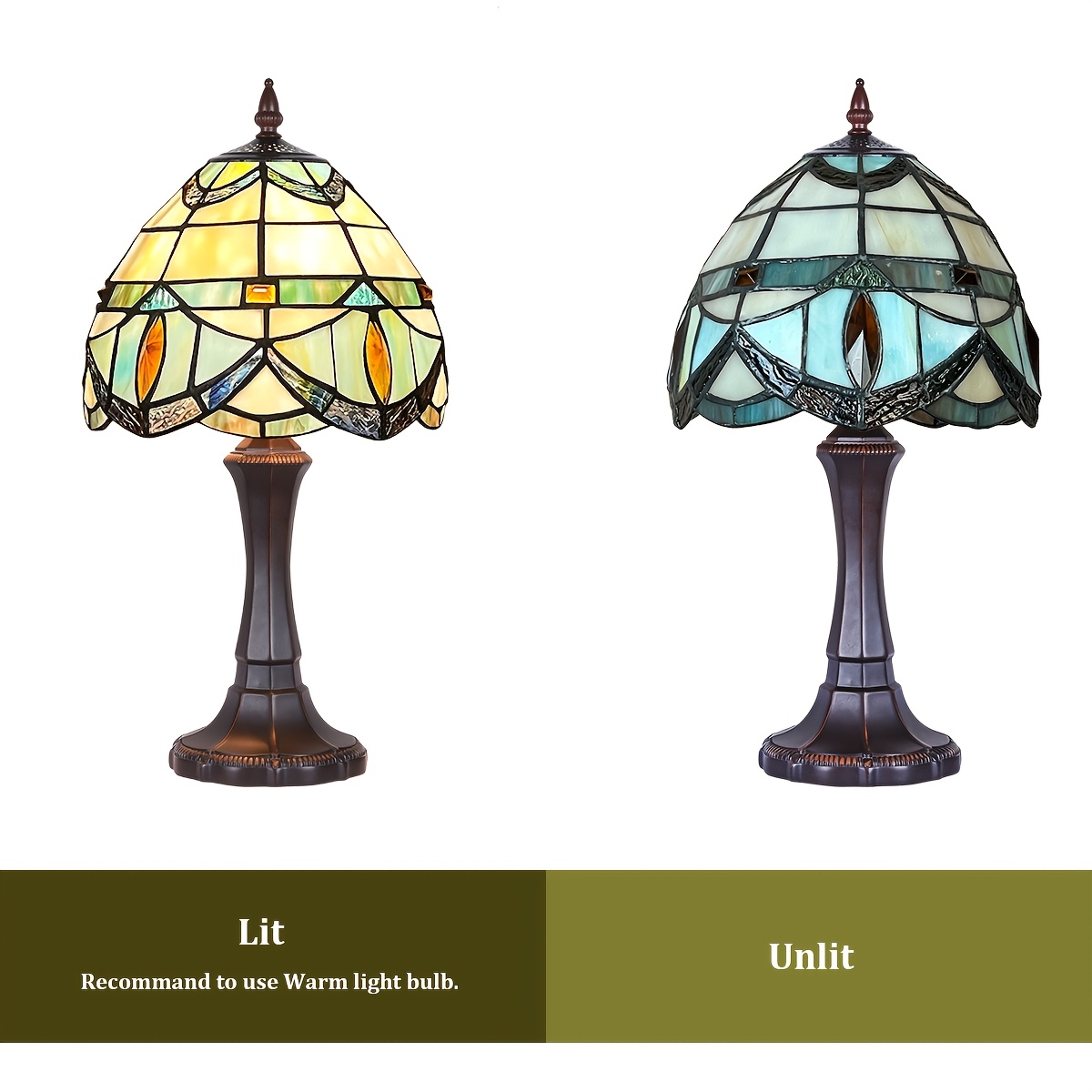 8" Stained Glass Table Lamp with Pagoda Shade
