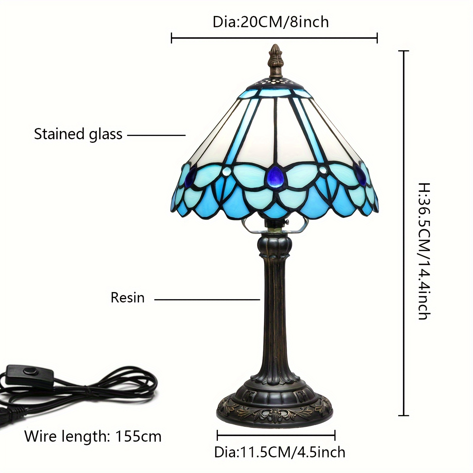 Tiffany Style Colored Glass Table Lamp