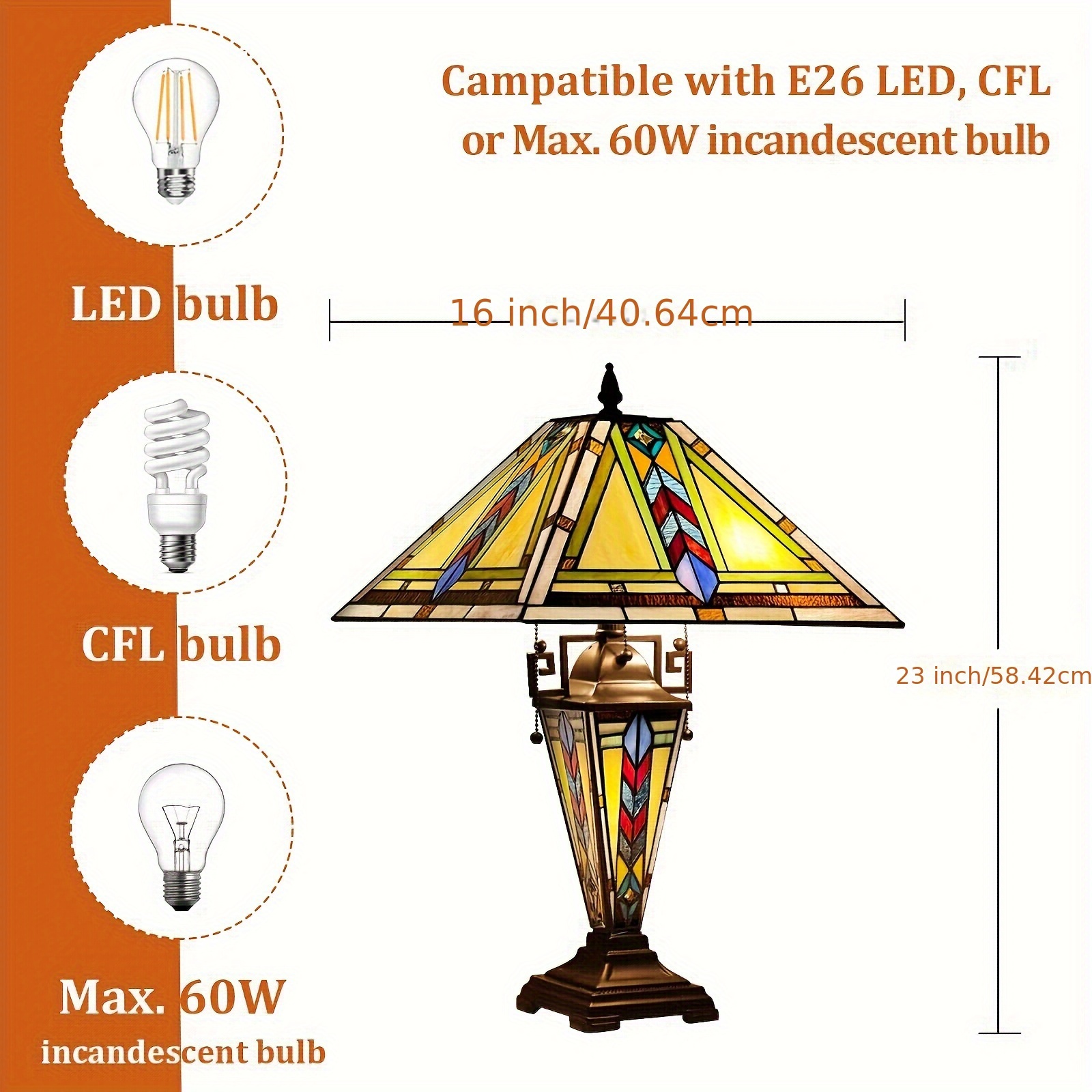Mission Style Stained Glass Table Lamp