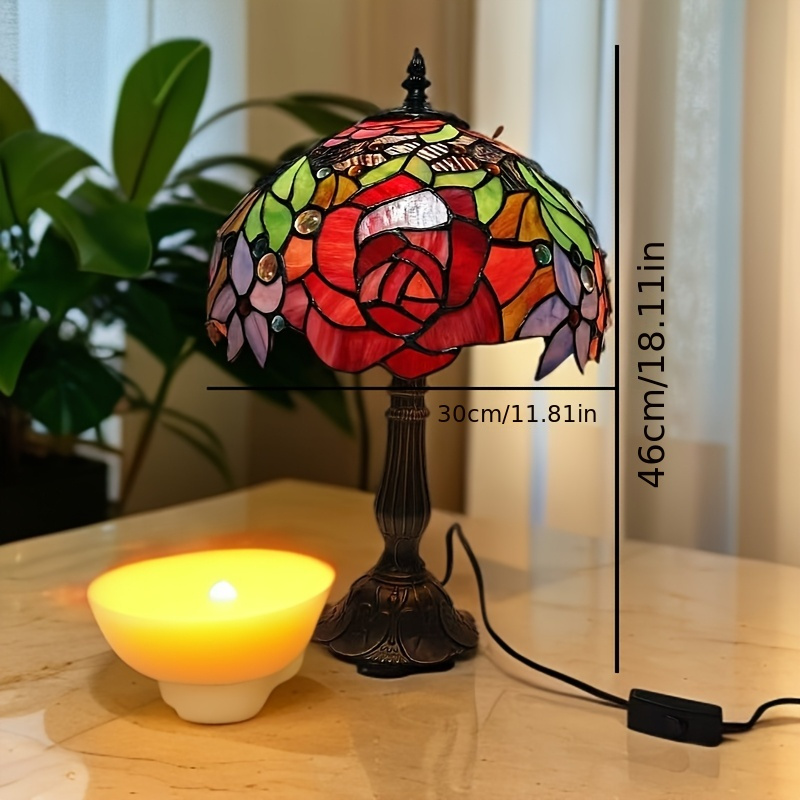 Vibrant 12" Stained Glass Art Petal Desk Lamp