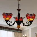 Tiffany Style Stained Glass Rose Chandelier