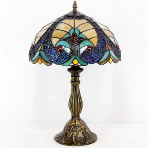 Blue and Yellow Stained Glass Bedside Lamp