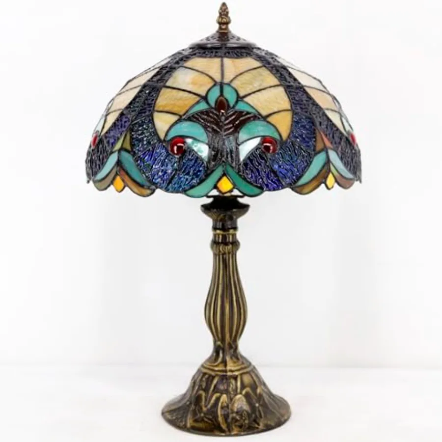 Blue and Yellow Stained Glass Bedside Lamp