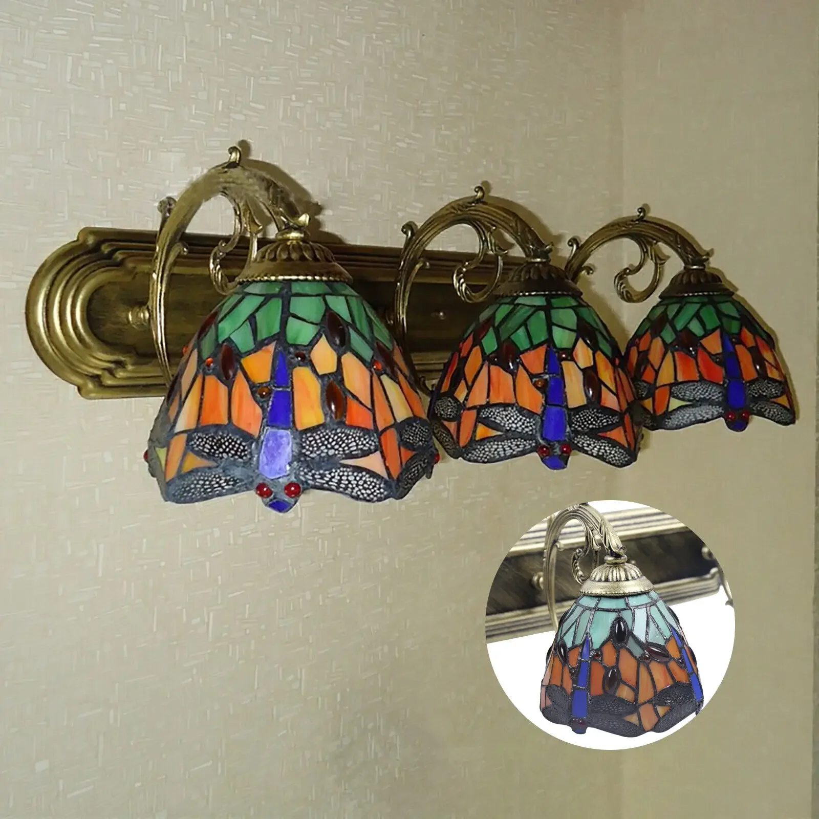 Retro Tiffany Dragonfly Wall Sconce