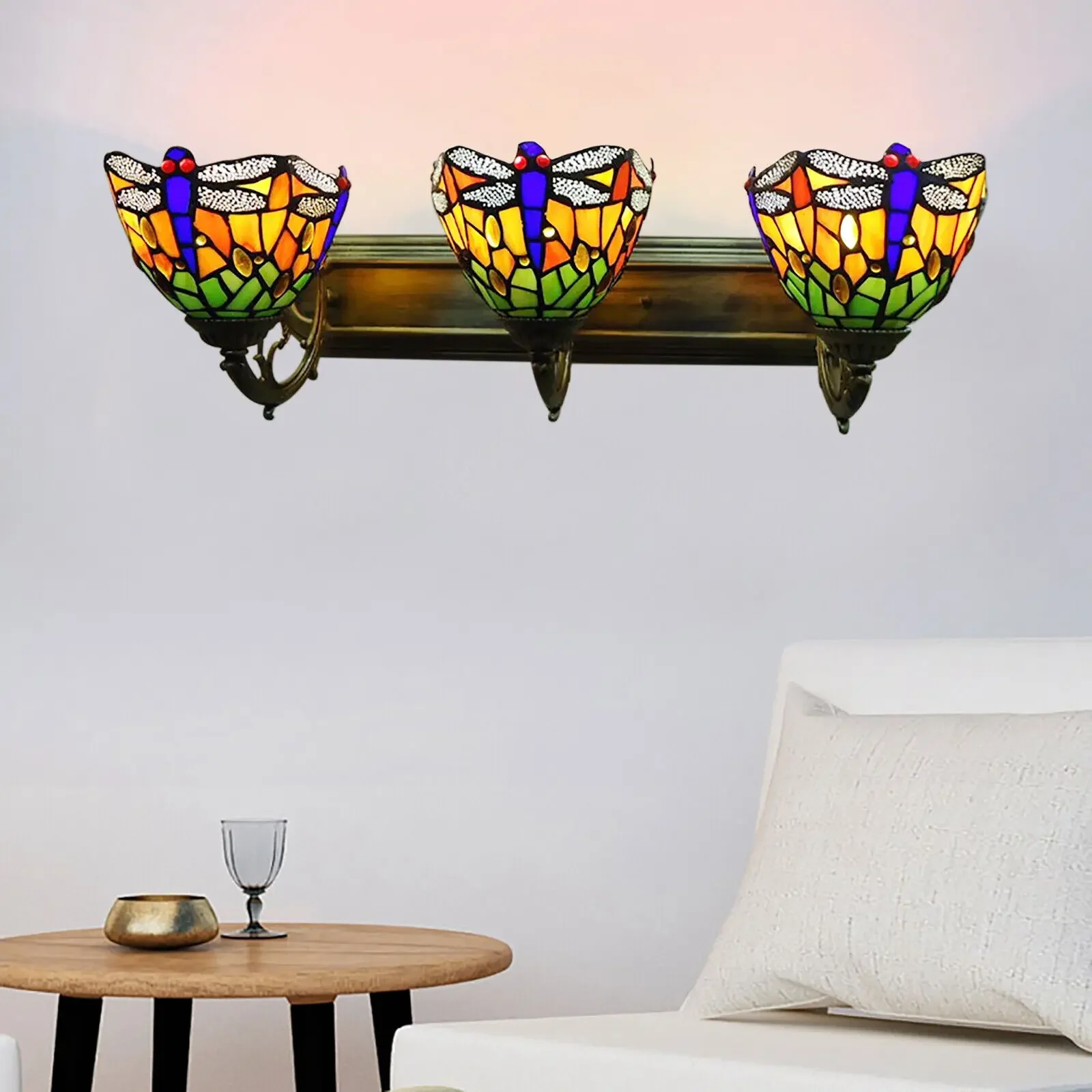 Retro Tiffany Dragonfly Wall Sconce