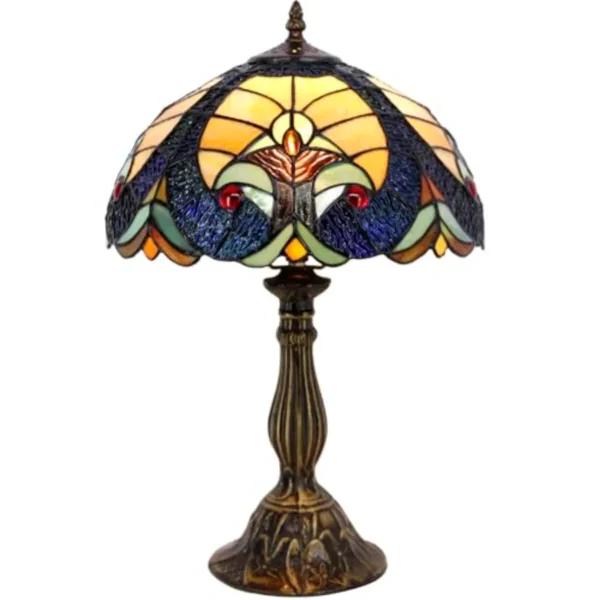 Blue and Yellow Stained Glass Bedside Lamp