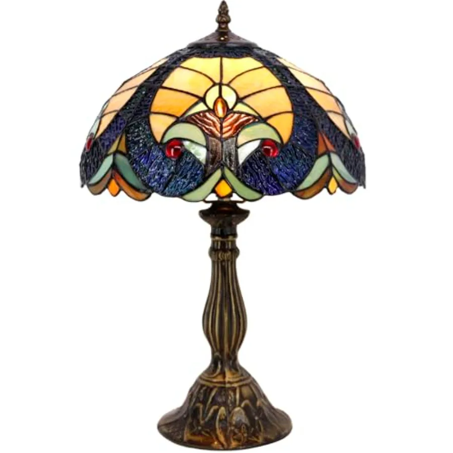 Blue and Yellow Stained Glass Bedside Lamp