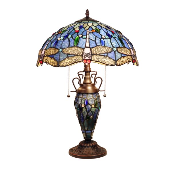 16" Dragonfly Tiffany-Style Double Lit Lamp