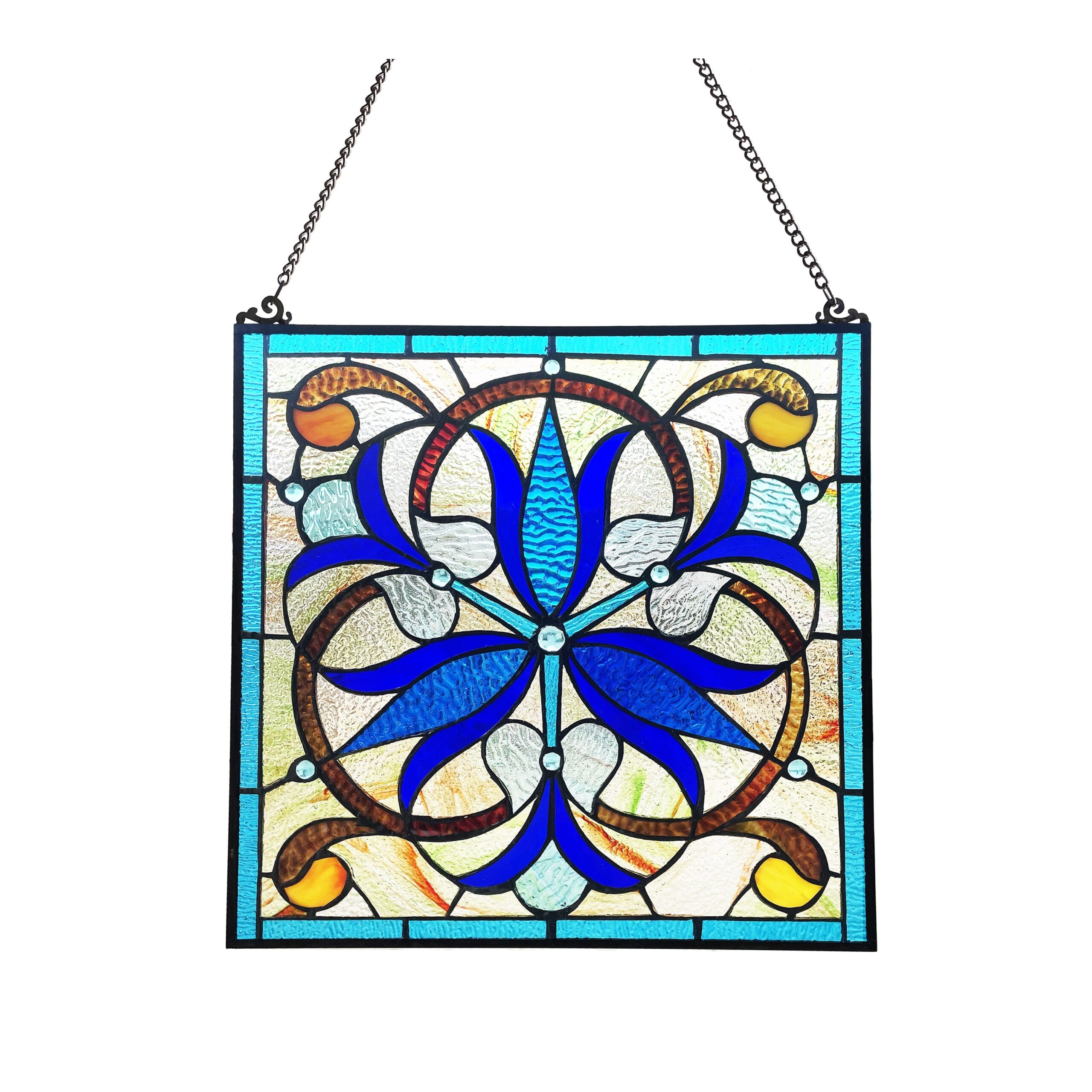 Tiffany Style Victorian Stained Glass Window Panel