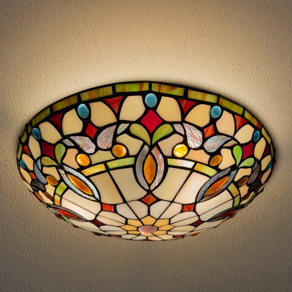 16" Stained Glass Flush Mount Ceiling Light