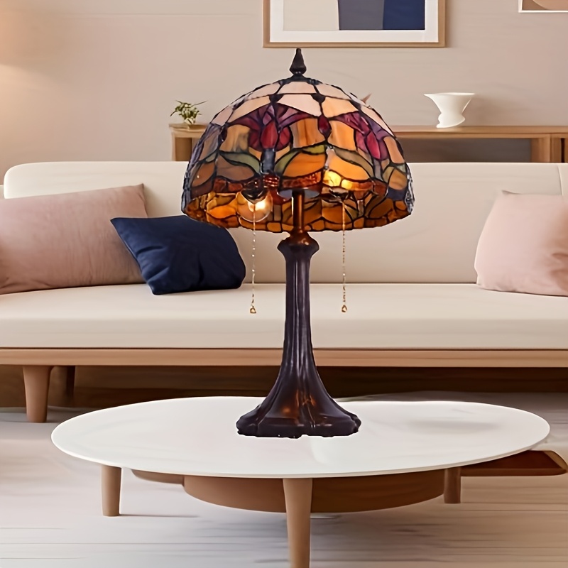 12" Tiffany-Style Floral Glass Table Lamp