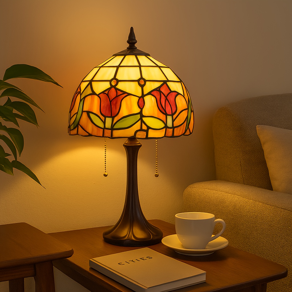 Lilac Glass 2-Light Tiffany Table Lamp