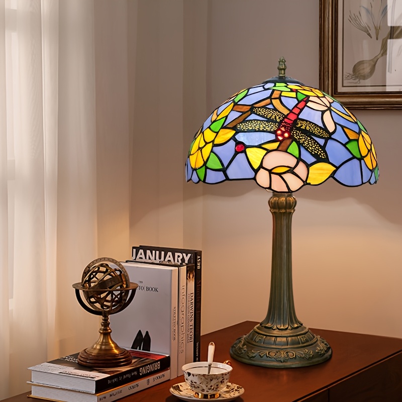 Blue Dragonfly Glass Table Lamp