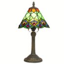 8" Green Peacock Stained Glass Lamp