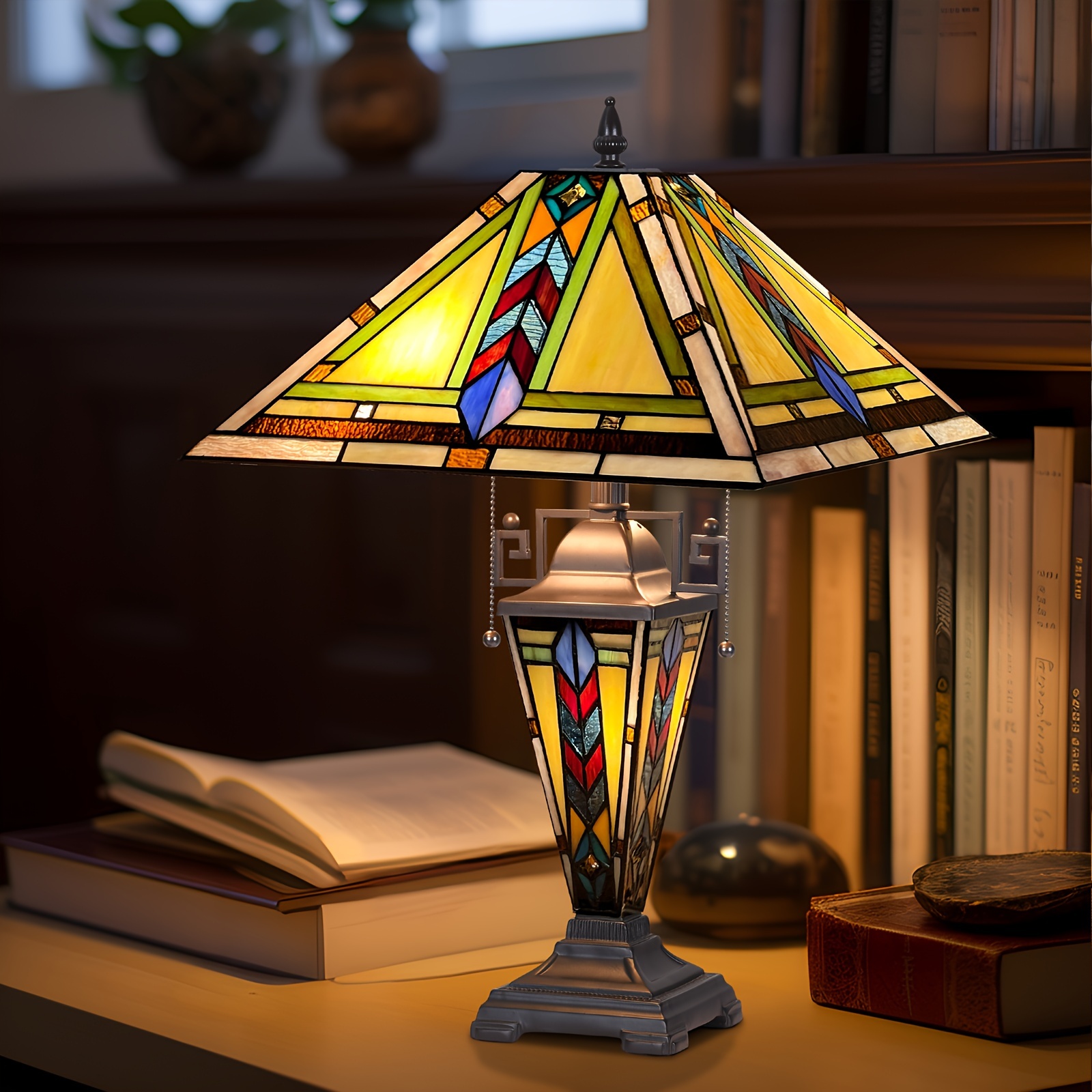 Mission Style Stained Glass Table Lamp