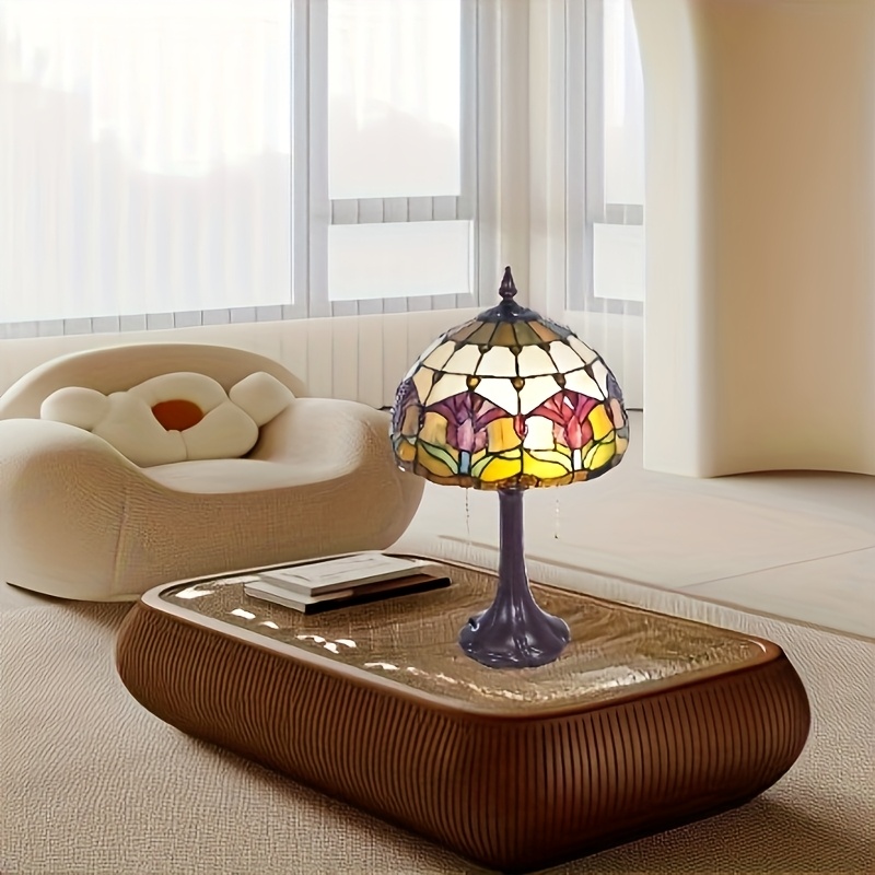 12" Tiffany-Style Floral Glass Table Lamp