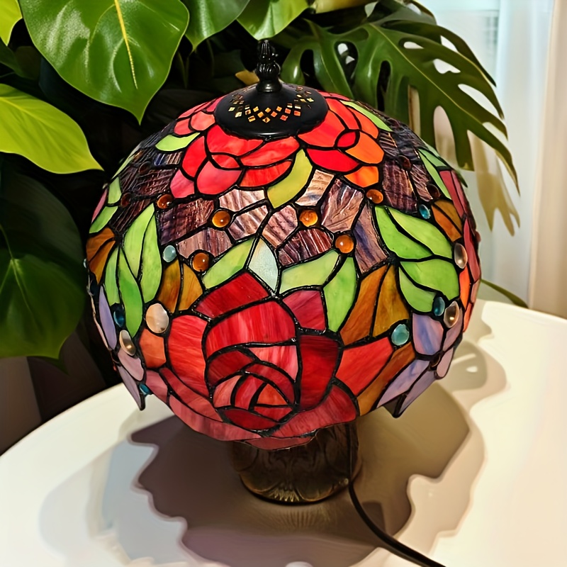 Vibrant 12" Stained Glass Art Petal Desk Lamp