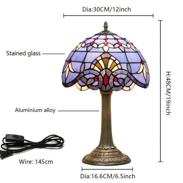 12" Red Tulip Stained Glass Lamp