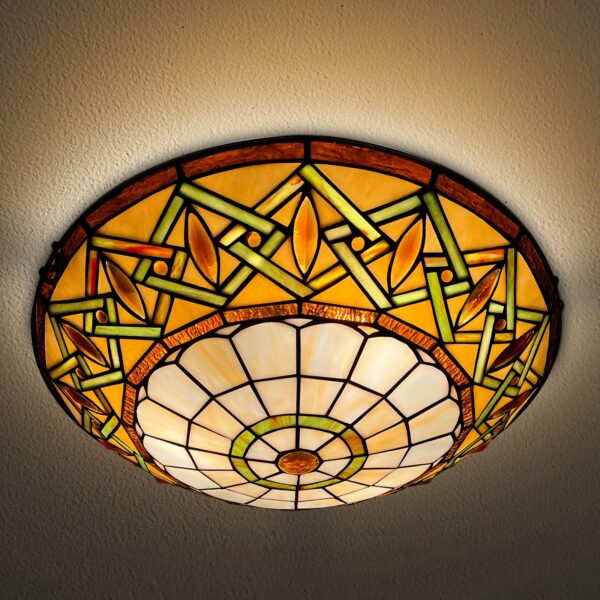 16" Stained Glass Flush Mount Ceiling Light