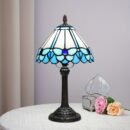 Tiffany Style Colored Glass Table Lamp - Feather