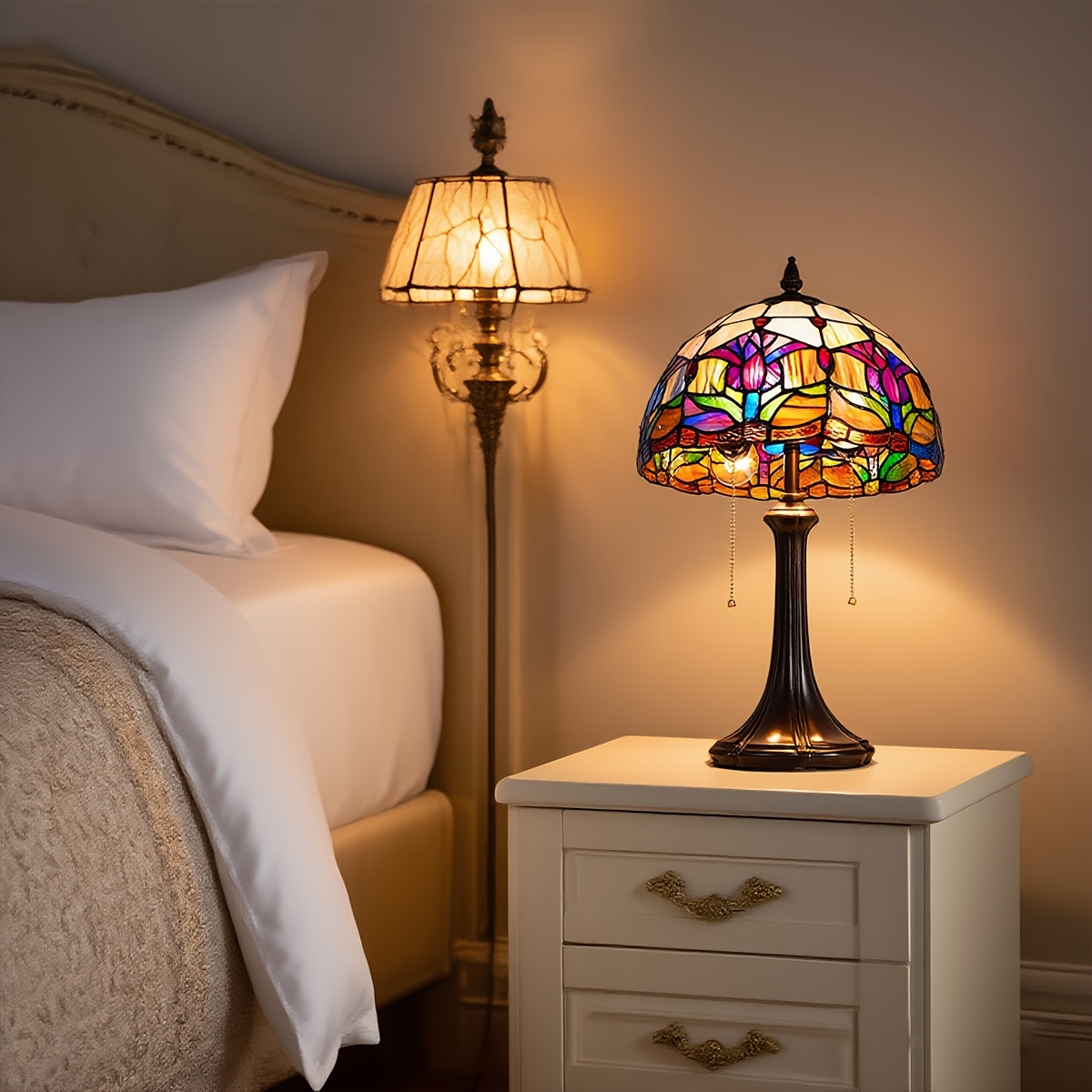Lilac Glass 2-Light Tiffany Table Lamp