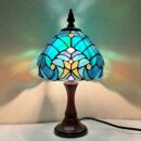 8" Stained Glass Table Lamp with Pagoda Shade - 8'' Victorian Green Table Lamp