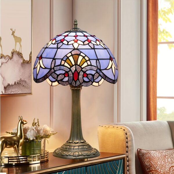 12" Red Tulip Stained Glass Lamp