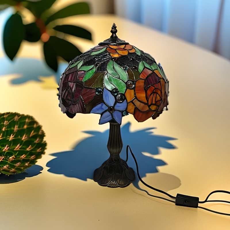 Vibrant 12" Stained Glass Art Petal Desk Lamp