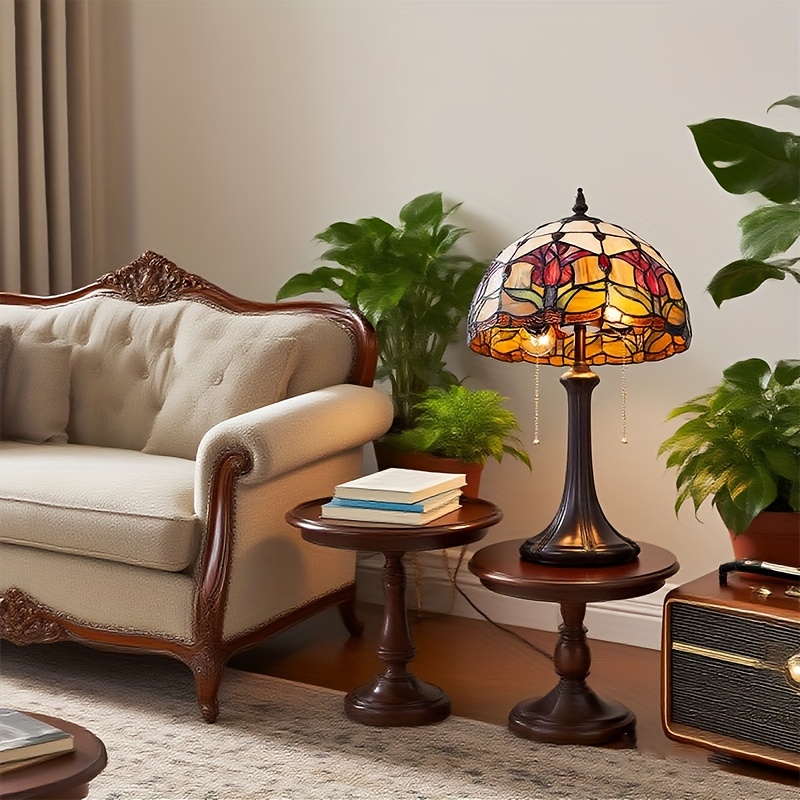 Lilac Glass 2-Light Tiffany Table Lamp