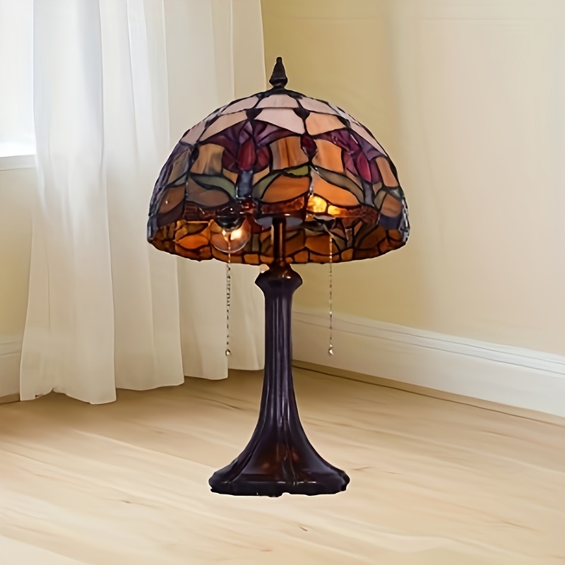 12" Tiffany-Style Floral Glass Table Lamp