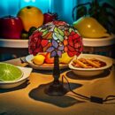 Vibrant 12" Stained Glass Art Petal Desk Lamp