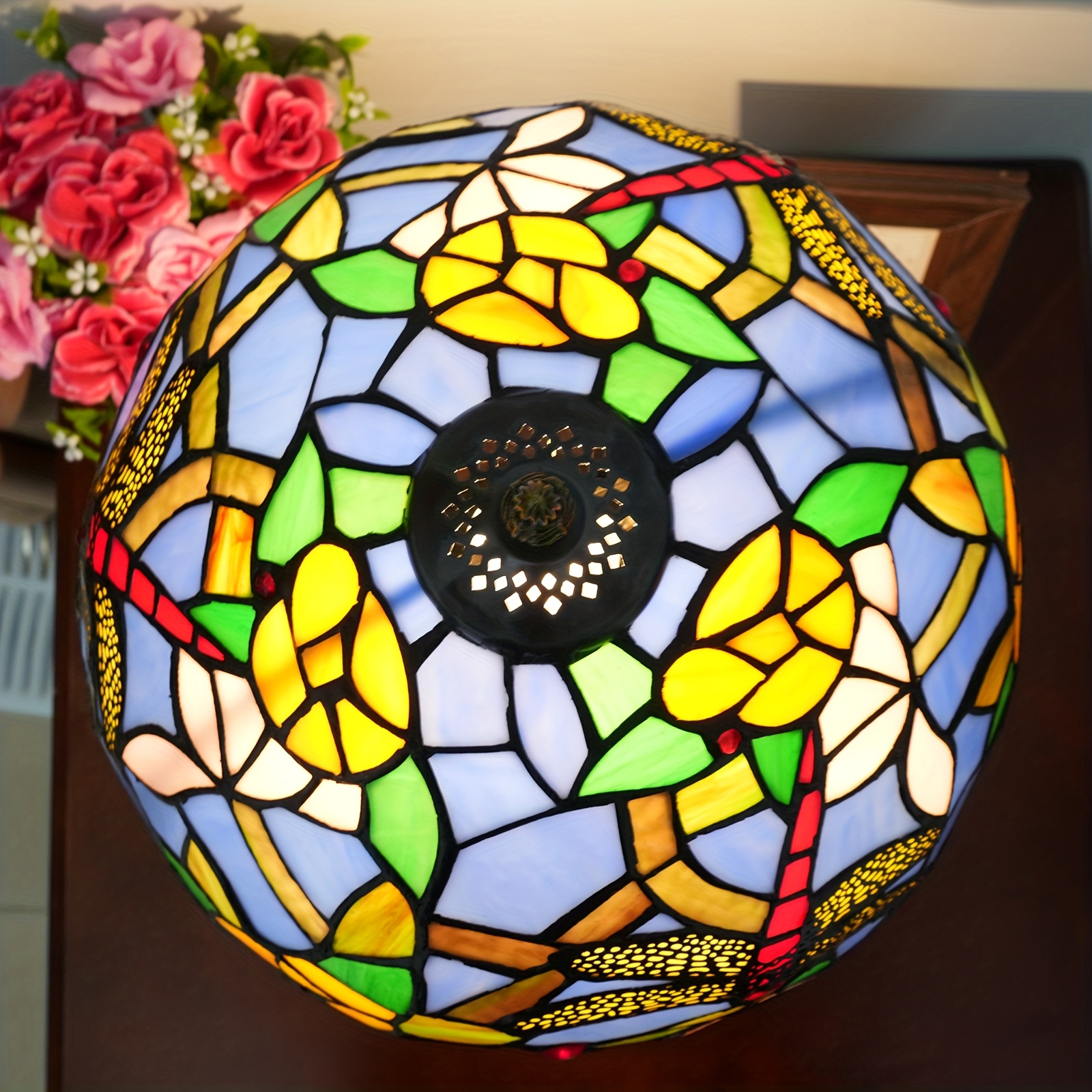 Blue Dragonfly Glass Table Lamp