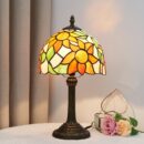 Tiffany Style Colored Glass Table Lamp - Morning Glory