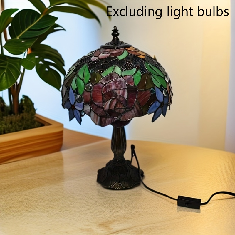 Vibrant 12" Stained Glass Art Petal Desk Lamp