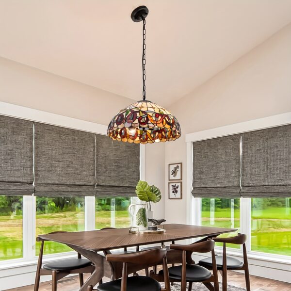 18" Rustic Stained Glass Chandelier