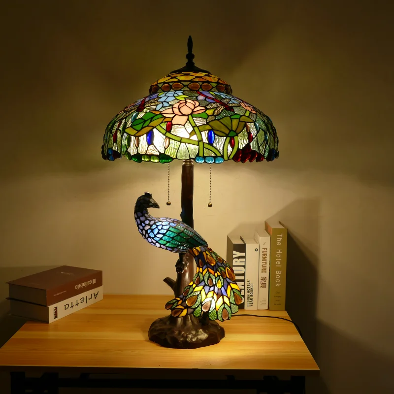 Tiffany Colorful Stained Glass Table Lamp
